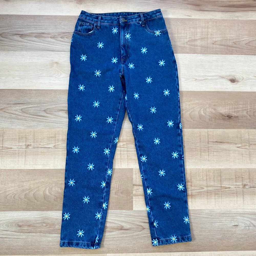 NWT Lucy & Yak Women's Daisy-Mae Embroidered Floral Jeans Size 30L Hippie Boho